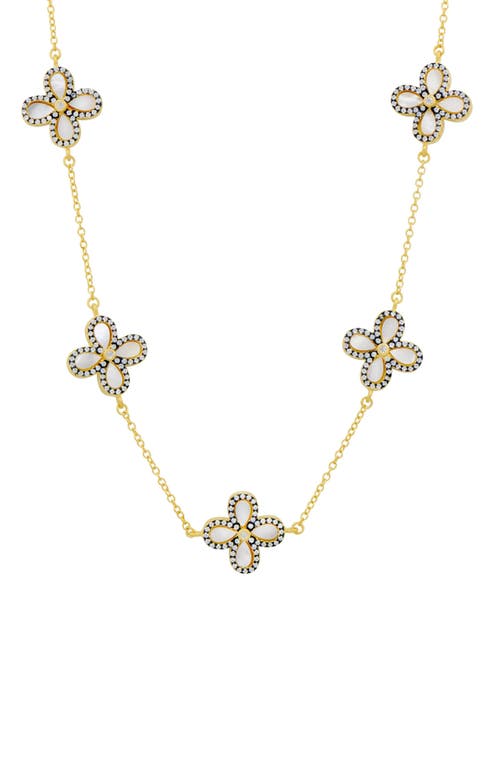 FREIDA ROTHMAN Blossoming Brilliance Short Pendant Necklace in Gold And Black 