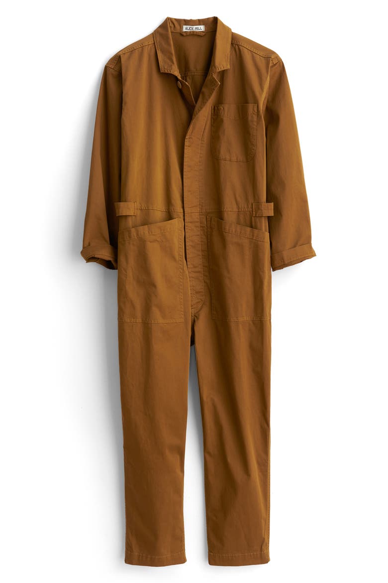 Stretch Cotton Jumpsuit, Alternate, color, HICKORY