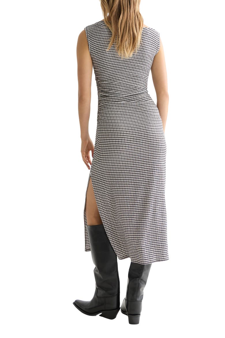 Asymmetric Neck Gingham Dress, Alternate, color, METEORITE