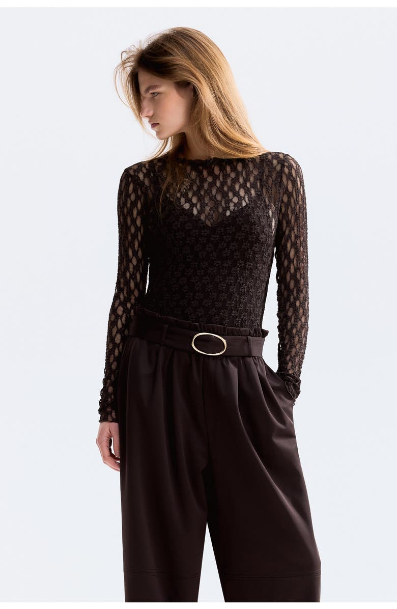 H&M Belted Trousers, Alternate, color, Dark Brown