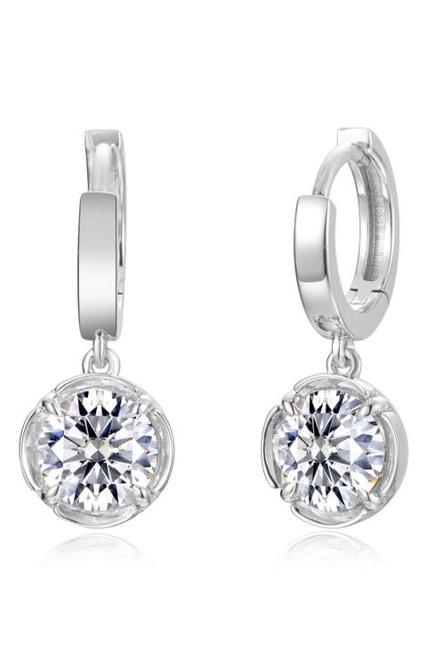Blossom Cradle Simulated Diamond Huggie Hoop Earrings