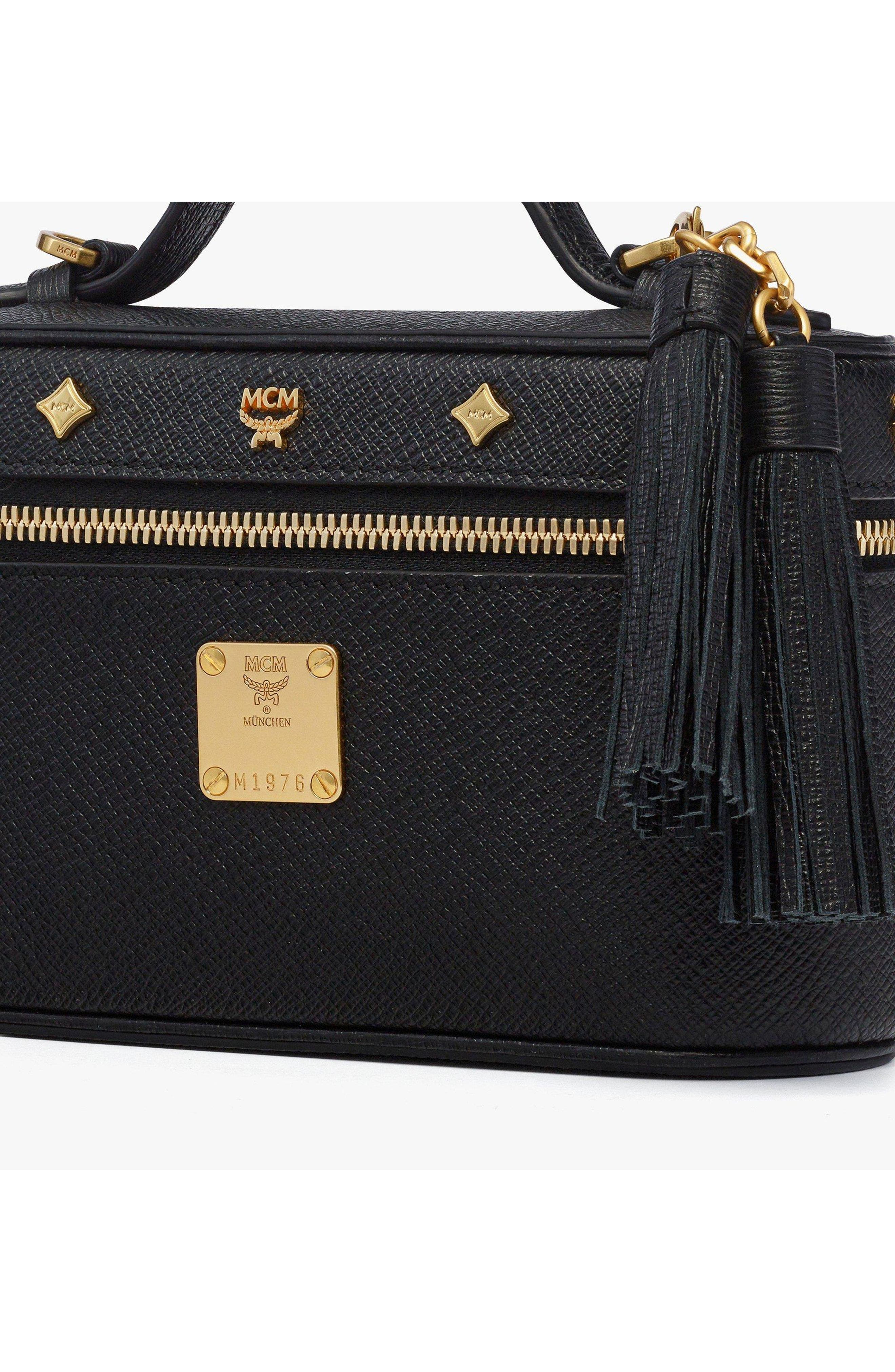 Mini Pina Vanity Case in Studded Calfskin, Alternate, color, Black
