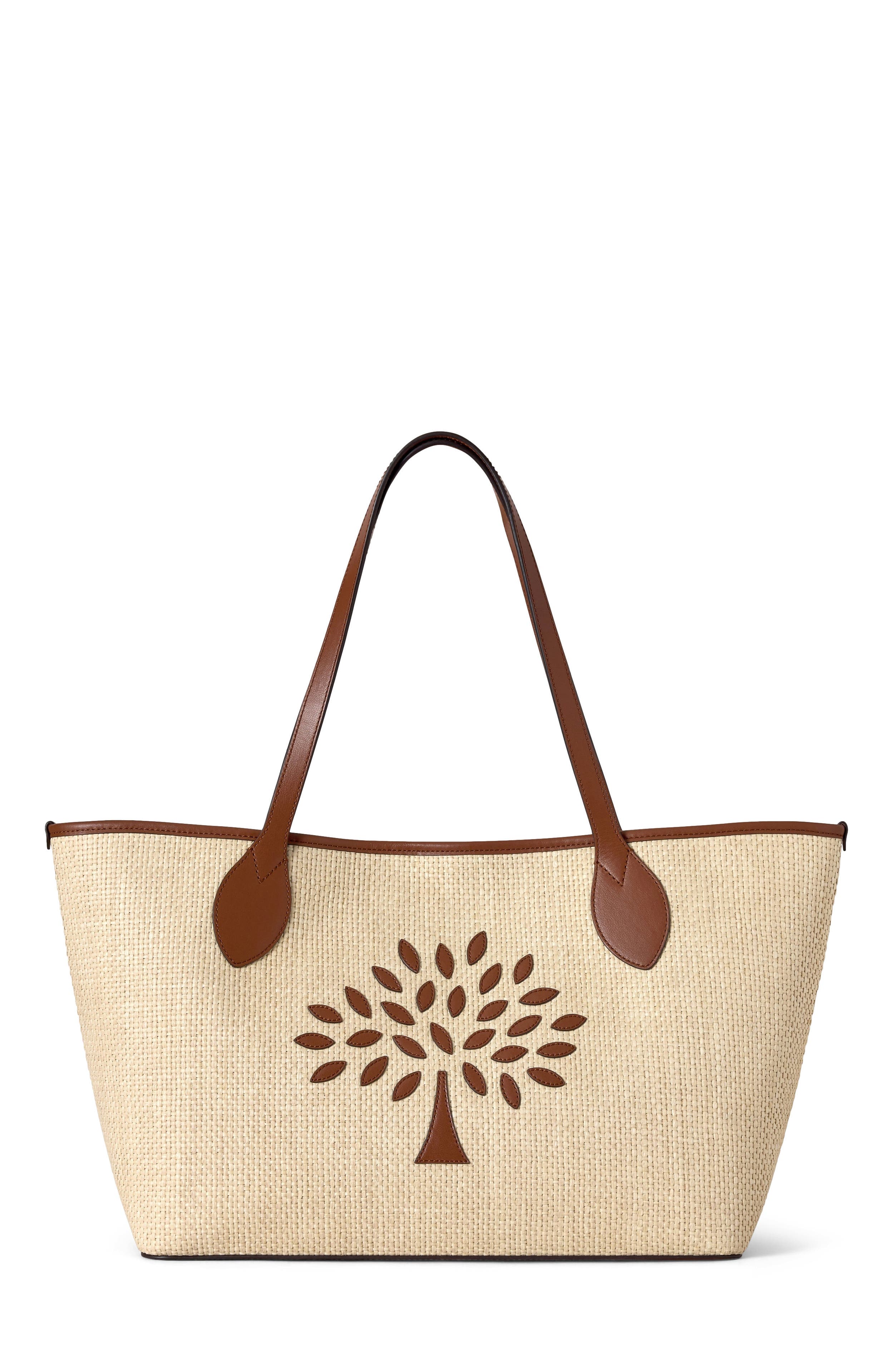 Mulberry Raffia Tree Tote, Main, color, Ecru-Bright Oak