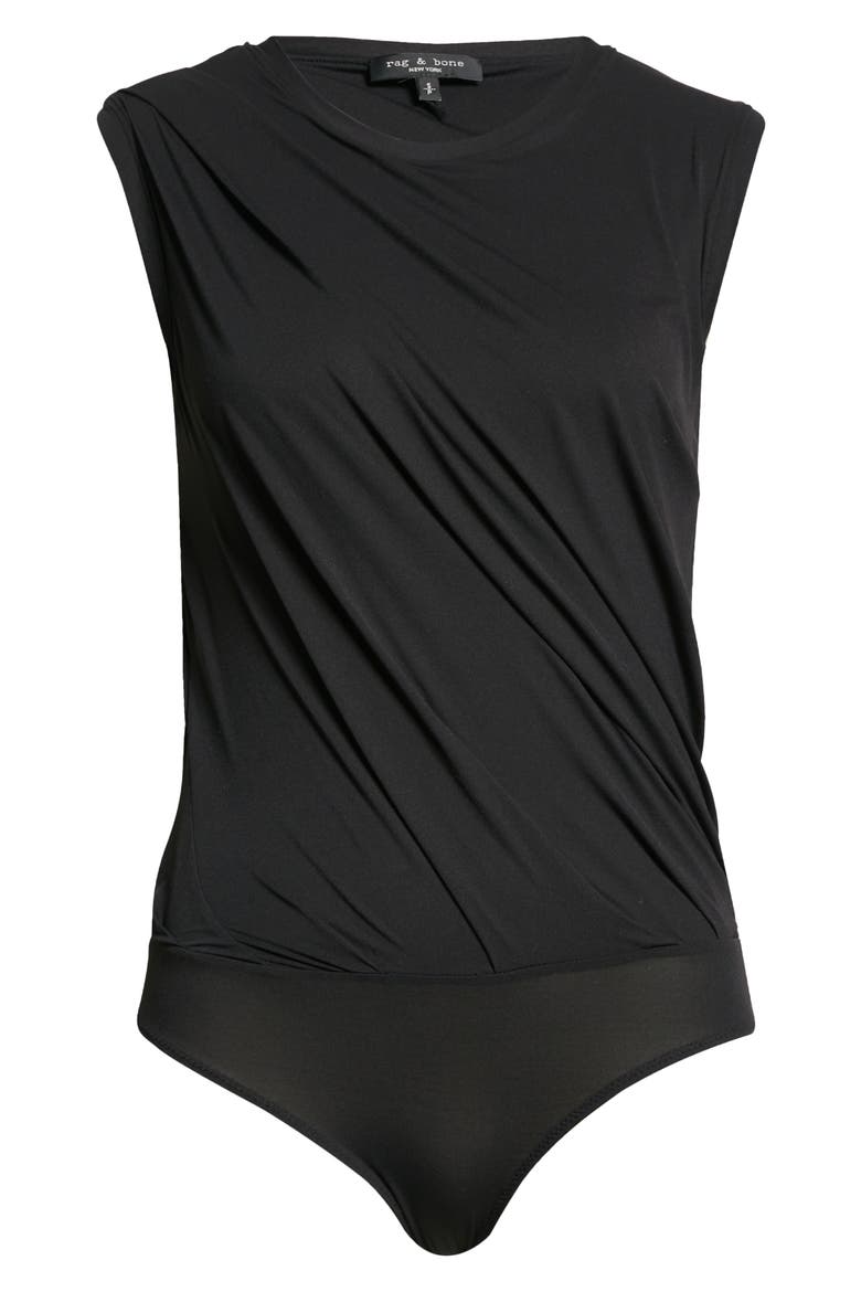 Rose Drape Tank Bodysuit, Alternate, color, BLACK