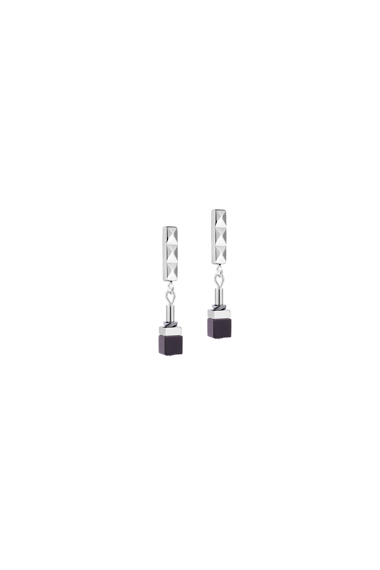 Cube Eclipse Stud Earrings, Main, color, Onyx