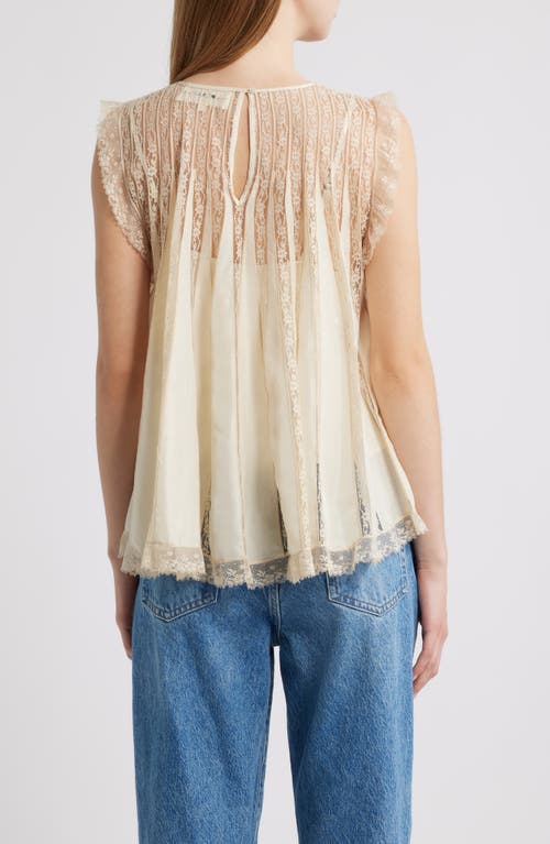 The Great . The Keepsake Lace Accent Silk Blend Sleeveless Top In White