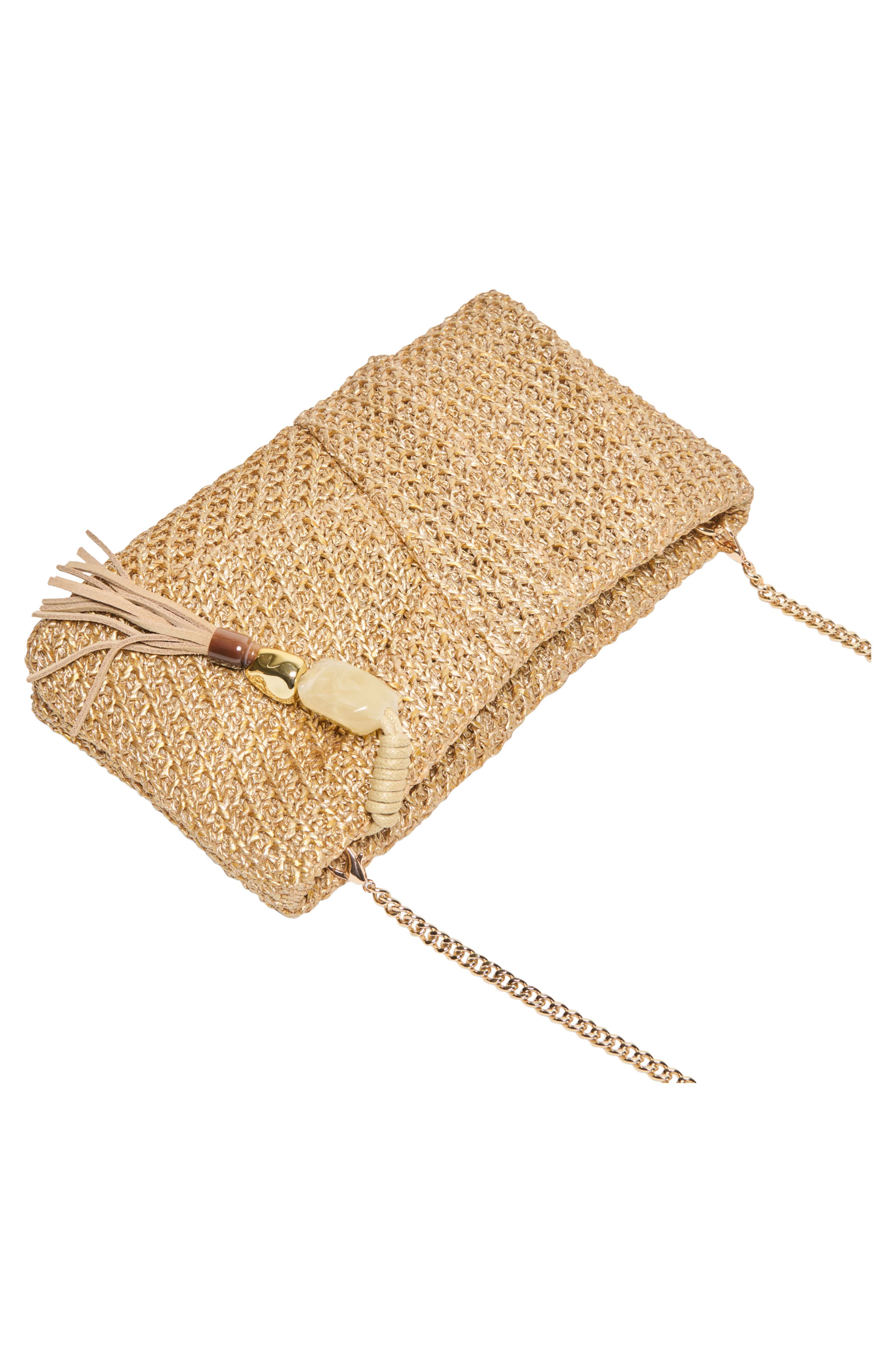 Dolce Vita Lorena Woven Raffia Clutch, Alternate, color, Gold