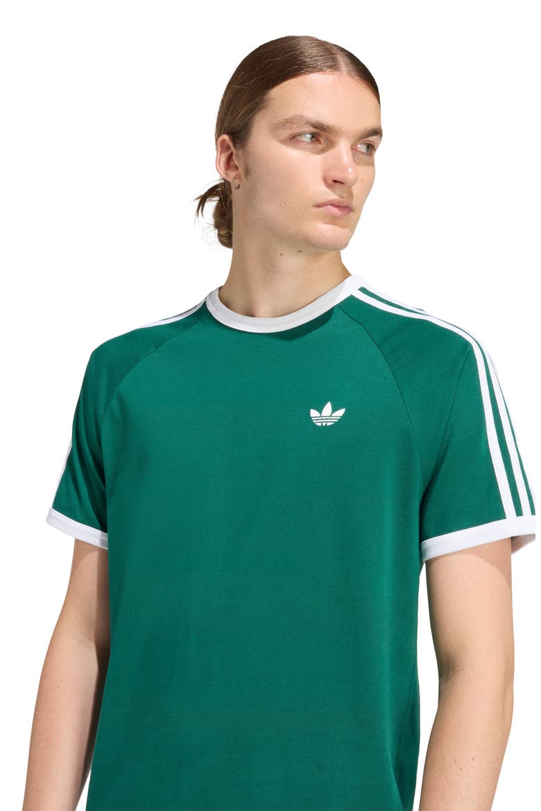 3-Stripes Cotton T-Shirt, Alternate, color, COLLEGIATE GREEN