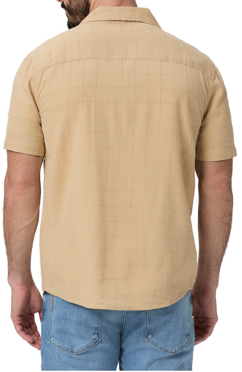 PAIGE Jacobson Windowpane Textured Camp Shirt, Alternate, color, Tonal Sandhill