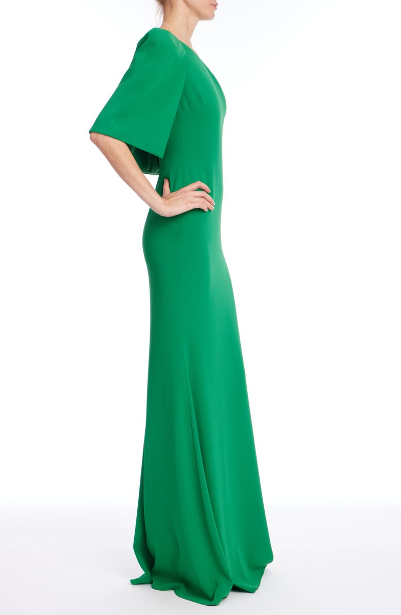 Badgley Mischka Collection One-Shoulder Stretch Crepe Trumpet Gown, Alternate, color, Green