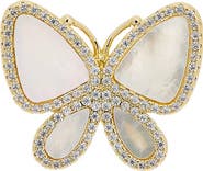 Juvell Mother-of-Pearl & Cubic Zirconia Butterfly Ring