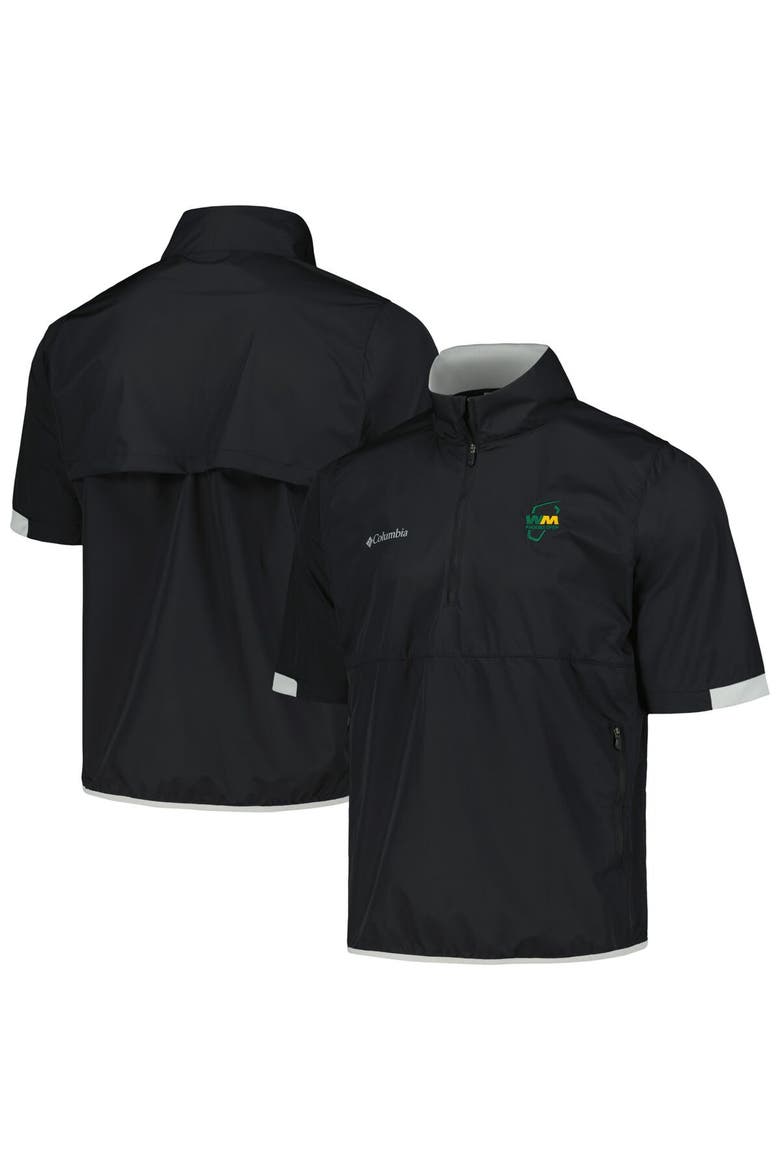 Men's Columbia Black WM Phoenix Open Big Shot Omni-Wick Short Sleeve Half-Zip Windbreaker Jacket, Alternate, color, Black