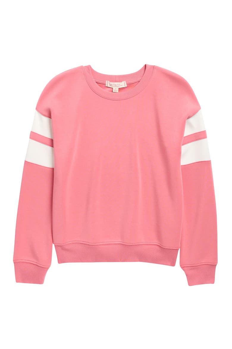Kids' Athlete Stripe Cloud Sweatshirt, Main, color, TEA ROSE