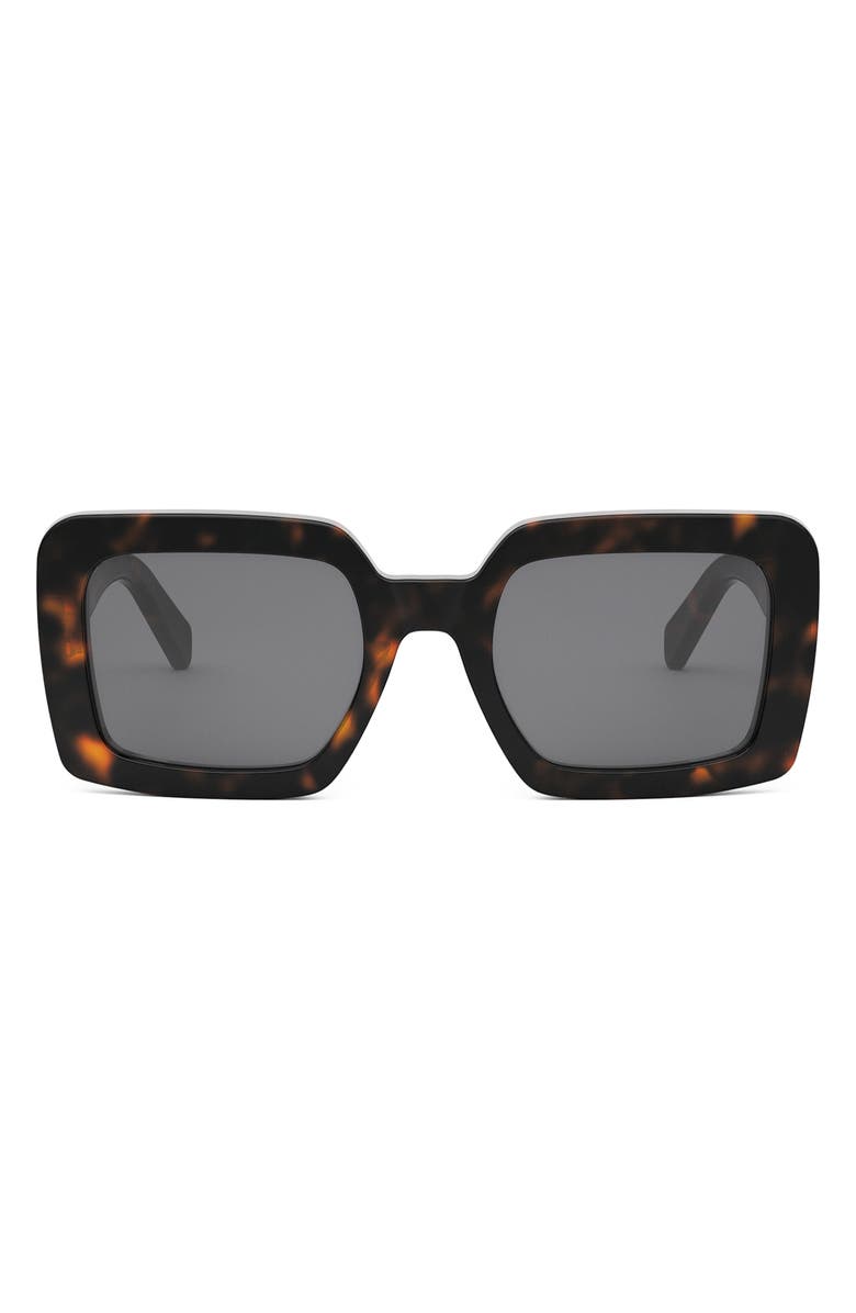 CELINE Triomphe 56mm Square Sunglasses, Main, color, Dark Havana / Smoke