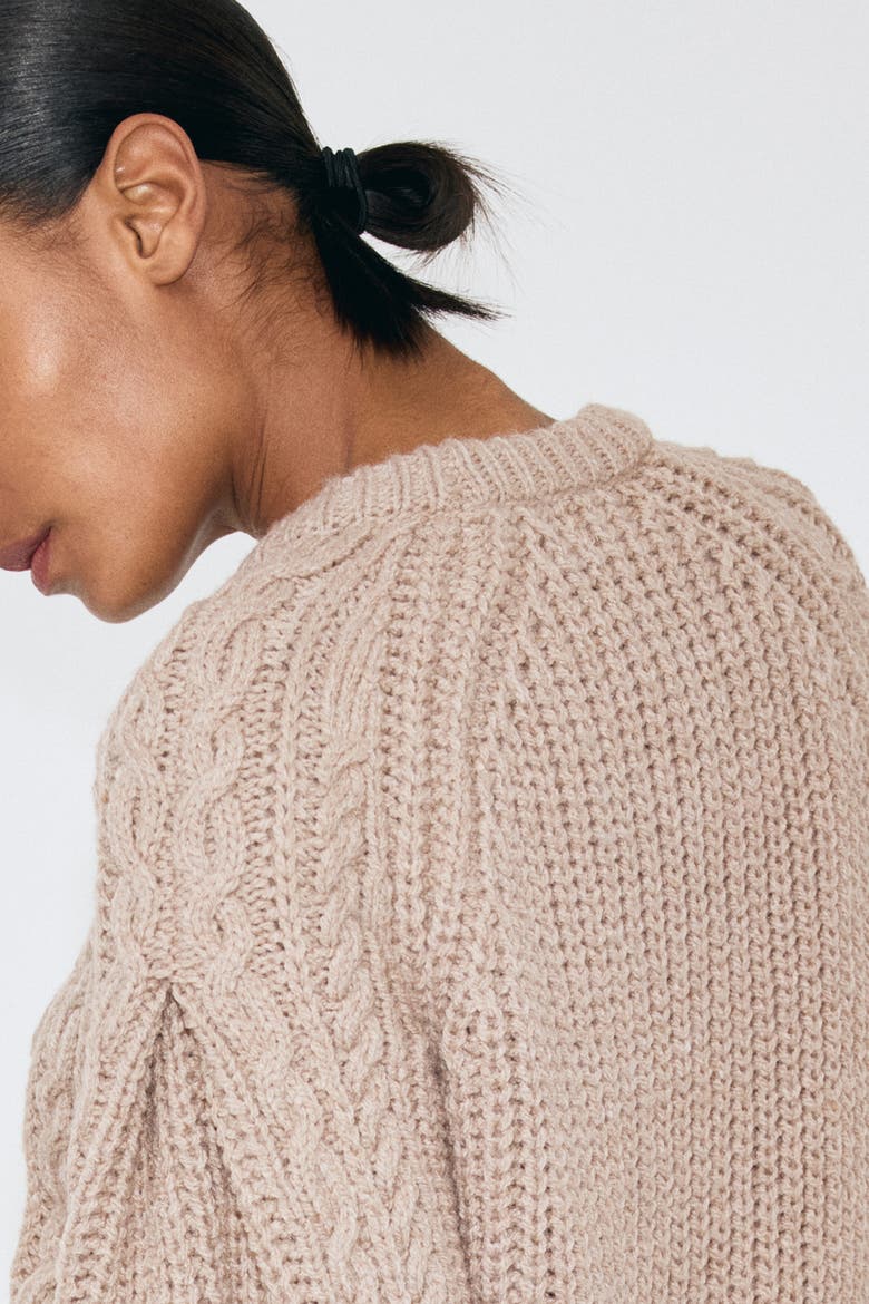 Cable-knit Jumper, Alternate, color, Taupe