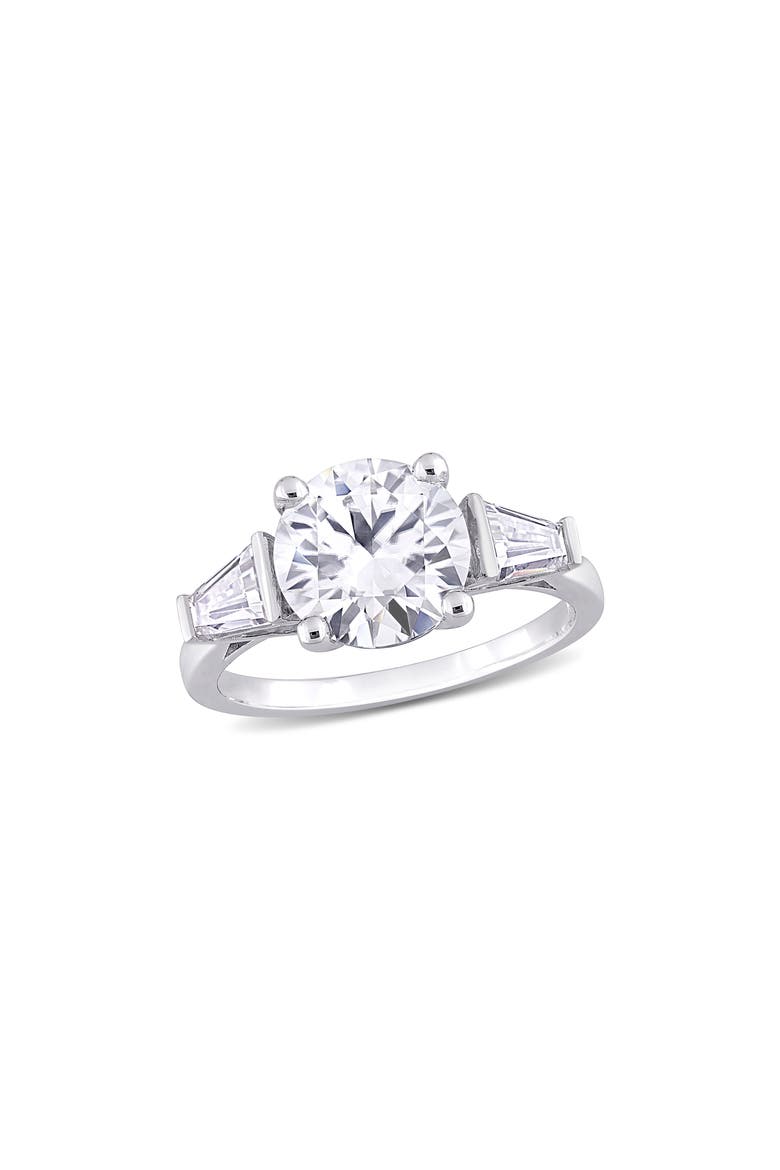 Round Cut & Taper Cut Moissanite Ring, Main, color, WHITE