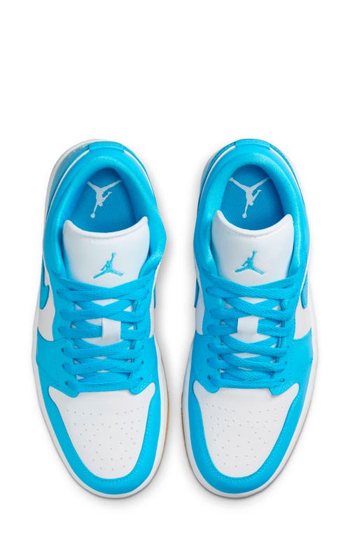 Jordan Air  1 Low Sneaker In White/dark Powder Blue/brown