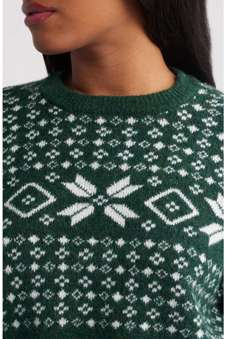Crop Fair Isle Sweater, Alternate, color, JUNGLE GREEN