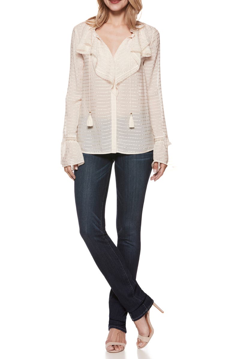 PAIGE Silvette Ruffle Silk Blouse, Alternate, color,