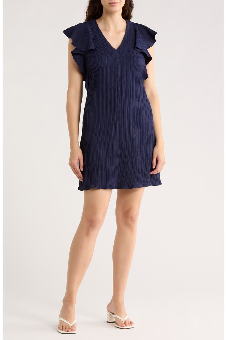 V-Neck A-Line Dress, Main, color, NAVY