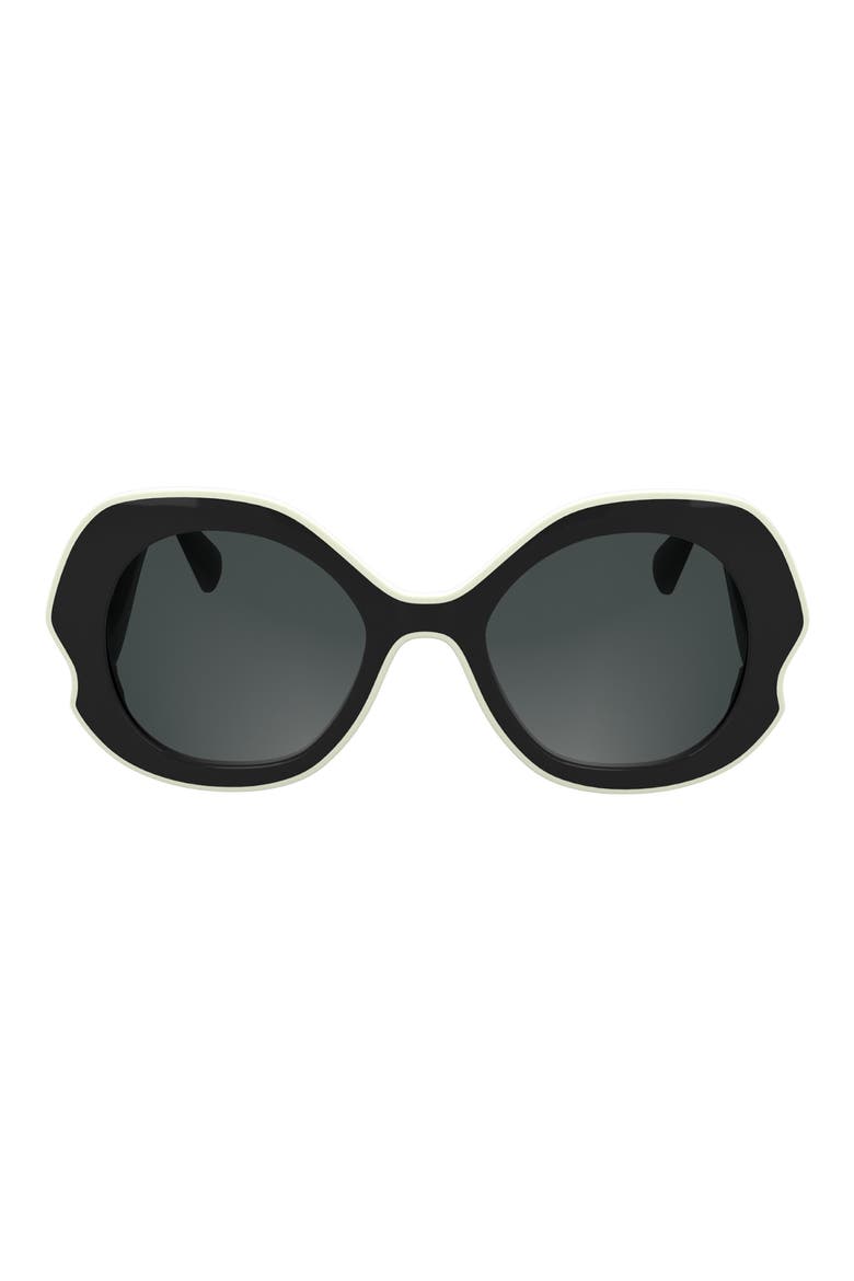 52mm Oval Sunglasses, Main, color, DARK GREY/ BLACK