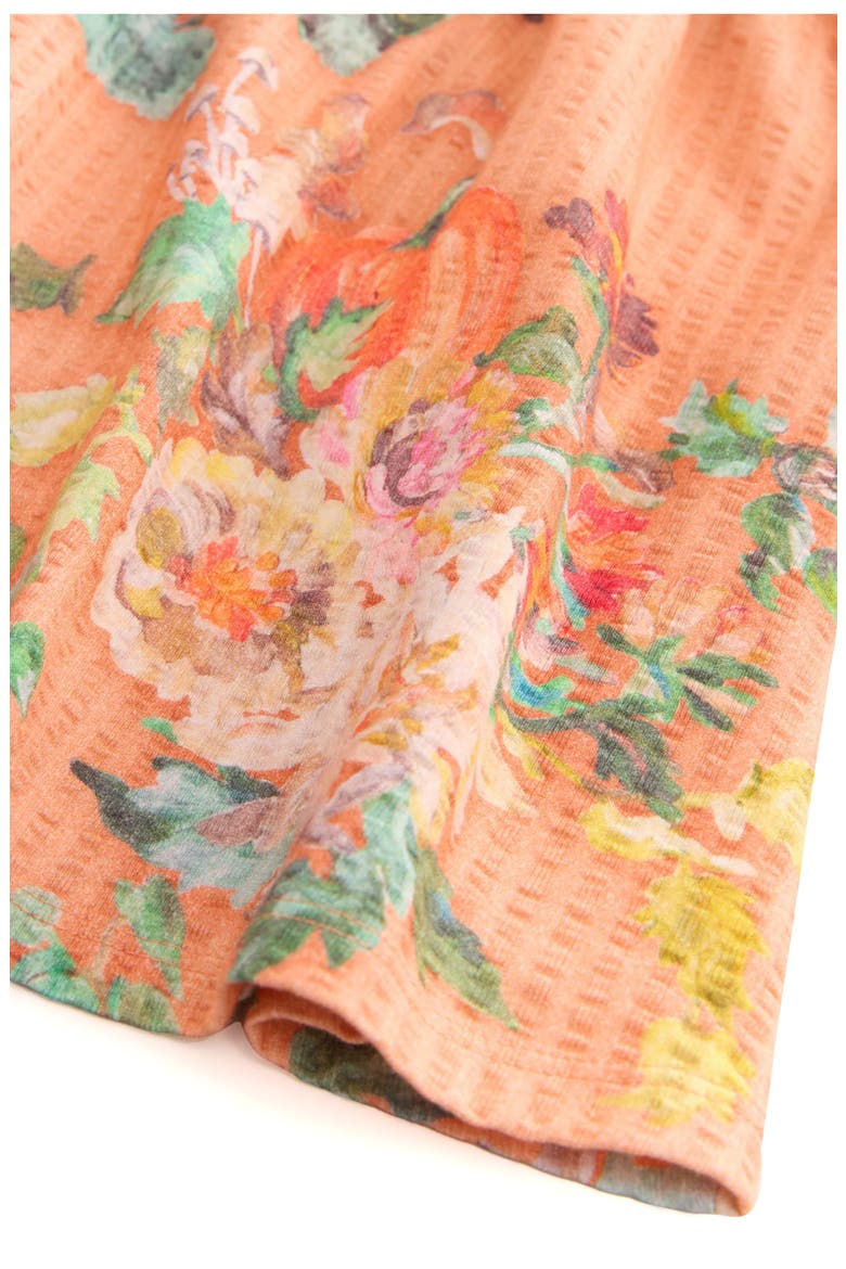 Kids' Floral Long Sleeve Cotton Seersucker Dress, Alternate, color, ORANGE