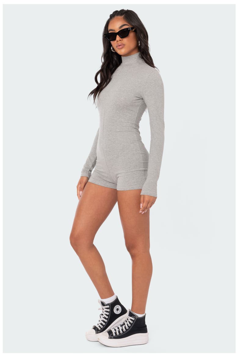 Liliana Long Sleeve Romper, Alternate, color, GREY MELANGE