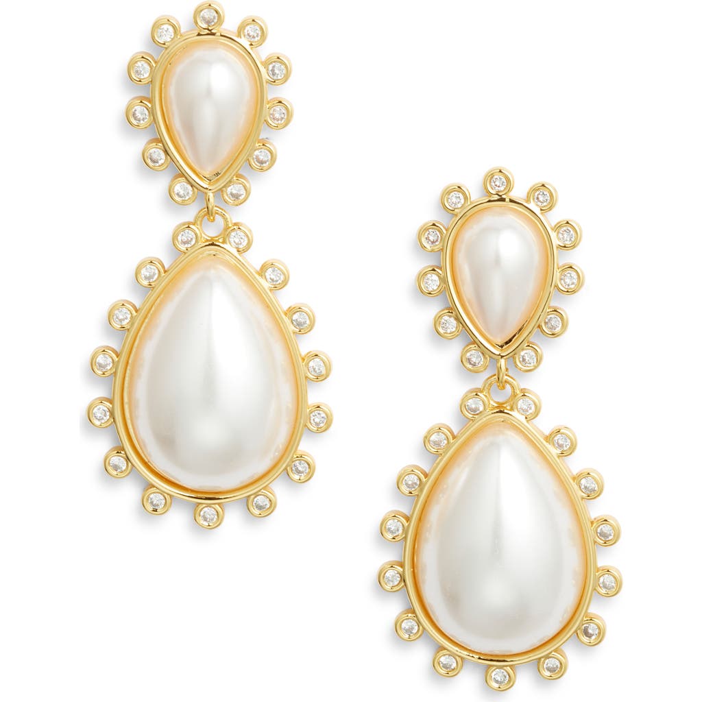 Frasier Sterling Copenhagen Faux Pearl Drop Earrings In Gold