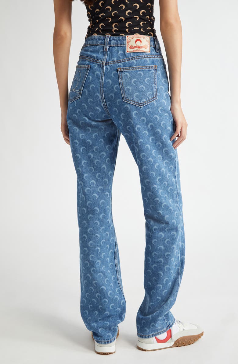Marine Serre Crescent Moon Straight Leg Jeans, Alternate, color, 
