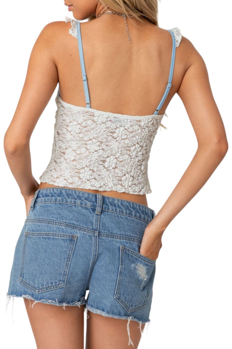 Lace Ruffle Crop Camisole, Alternate, color, WHITE