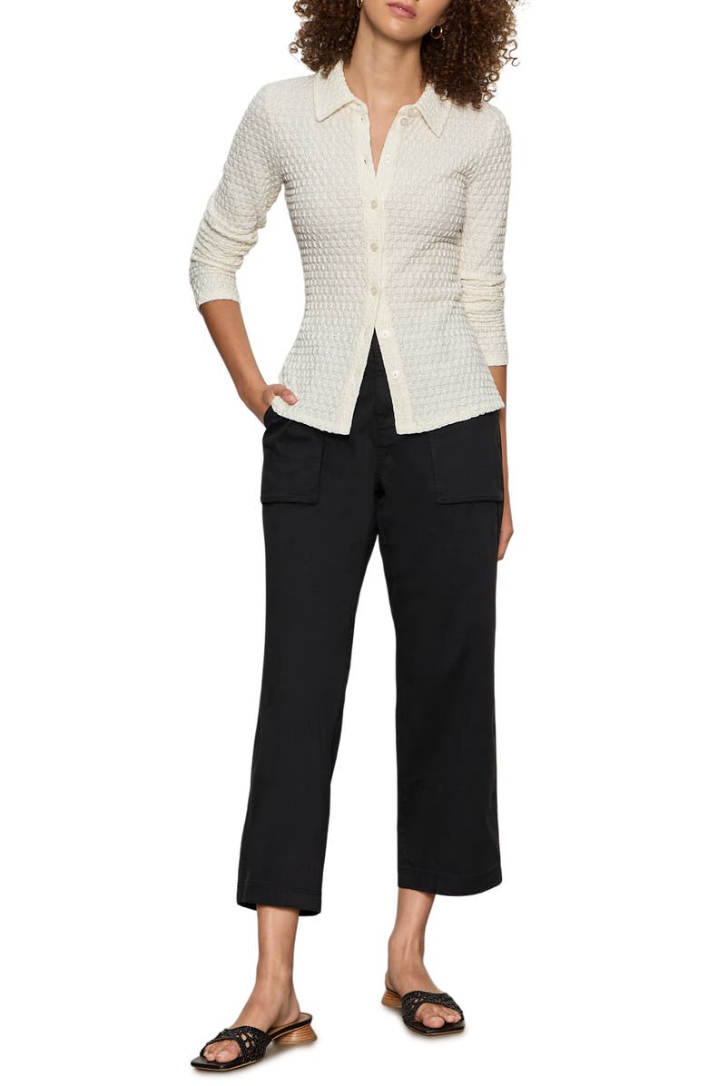 Sanctuary Ranger Relaxed Straight Leg Stretch Cotton Crop Pants, Alternate, color, Black