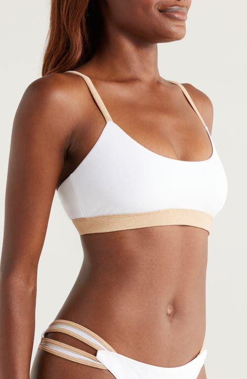 Ramy Brook Cari Metallic Trim Bikini Top In White