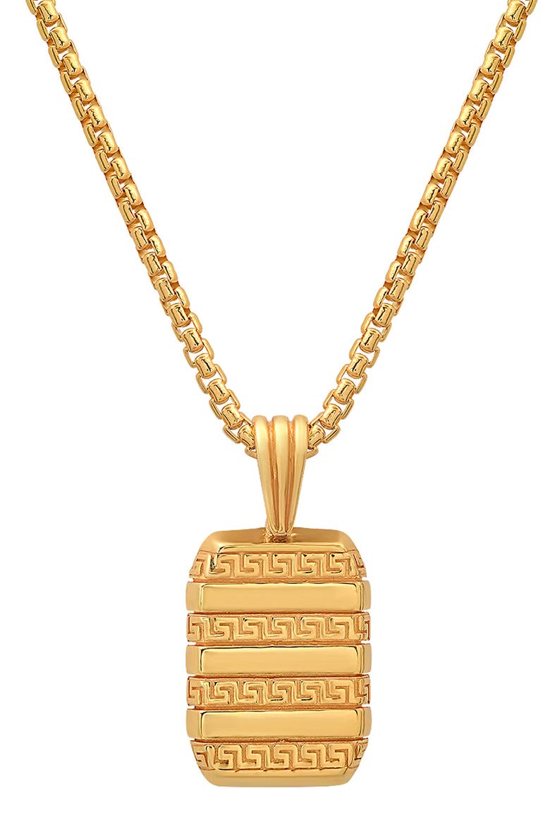Men's 14K Gold Plated Sterling Silver Dog Tag Pendant Necklace, Alternate, color, GOLD