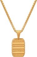 HMY JEWELRY Men's 14K Gold Plated Sterling Silver Dog Tag Pendant Necklace