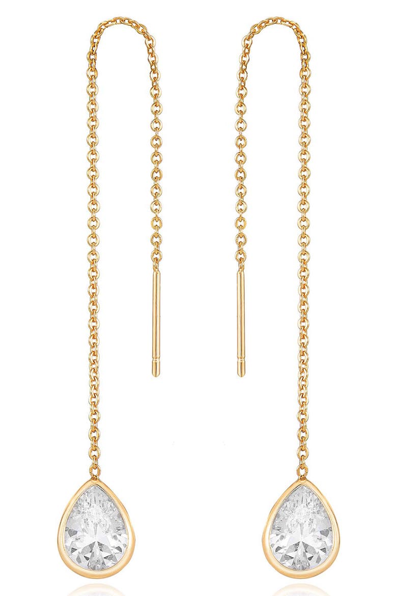 Cubic Zirconia Threader Earrings, Main, color, GOLD