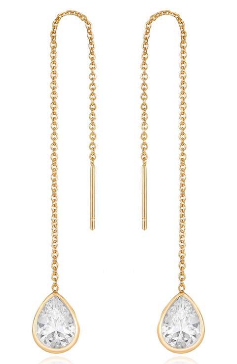 Cubic Zirconia Threader Earrings