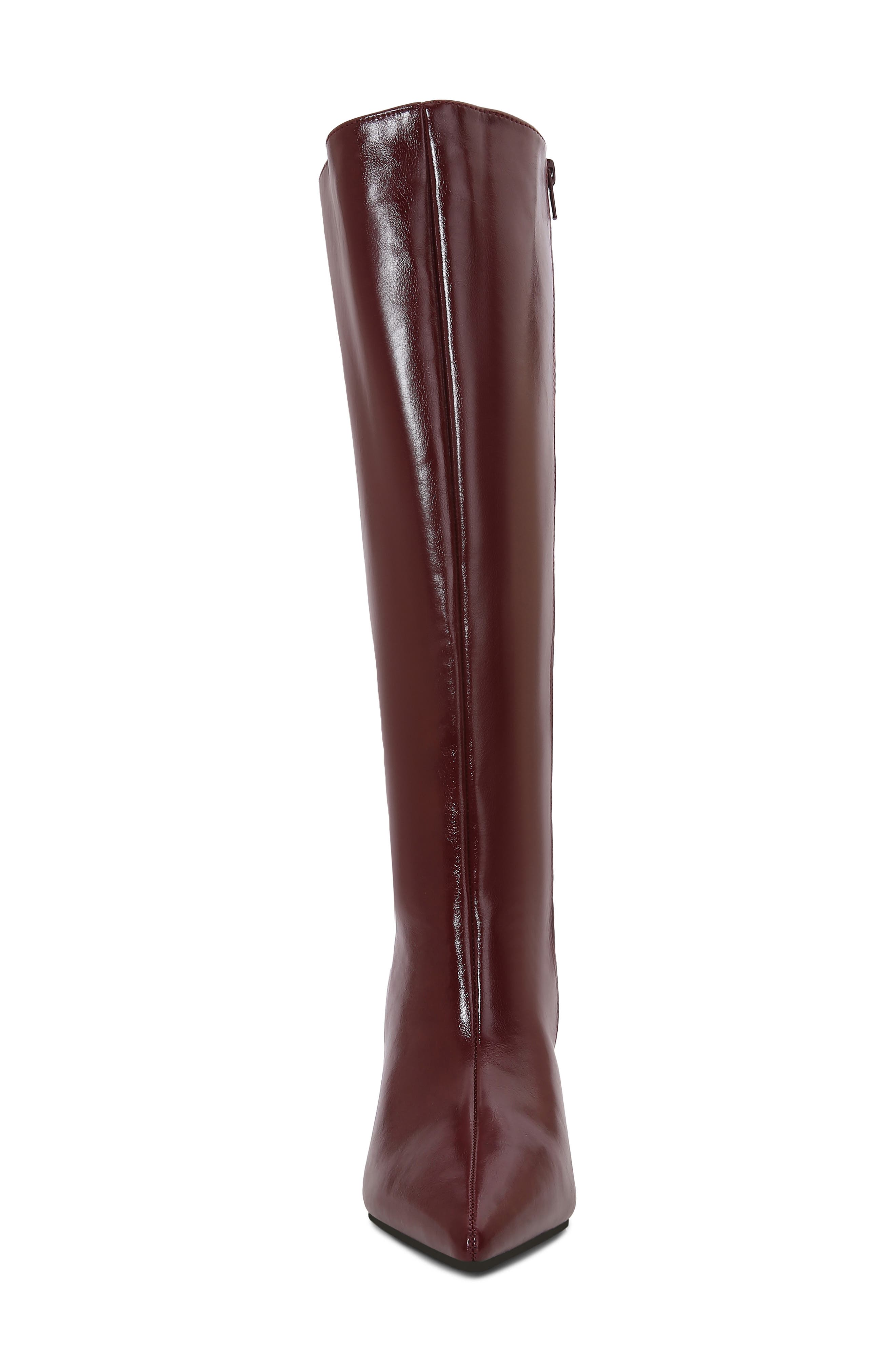 Babs Stiletto Knee High Faux Leather Boot, Alternate, color, WINE