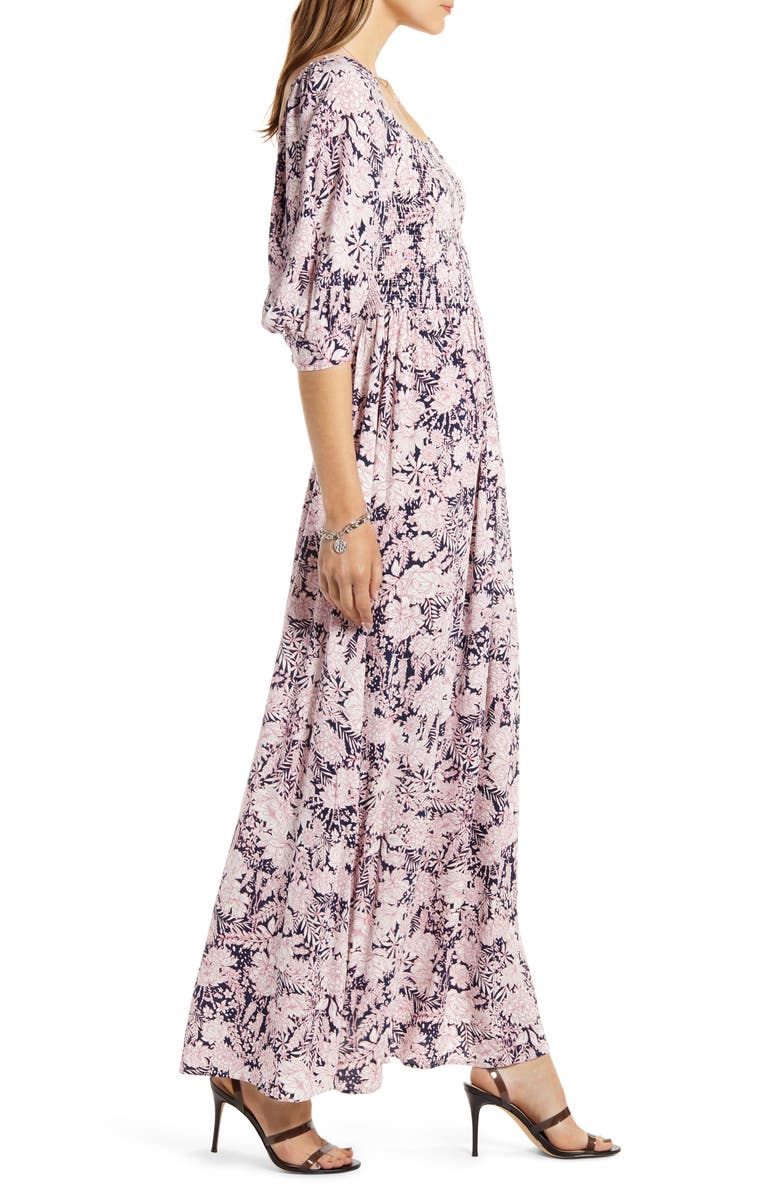 Something Navy Smocked Maxi Dress, Alternate, color, 