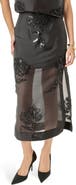 English Factory Floral Beaded Sheer Midi Skirt