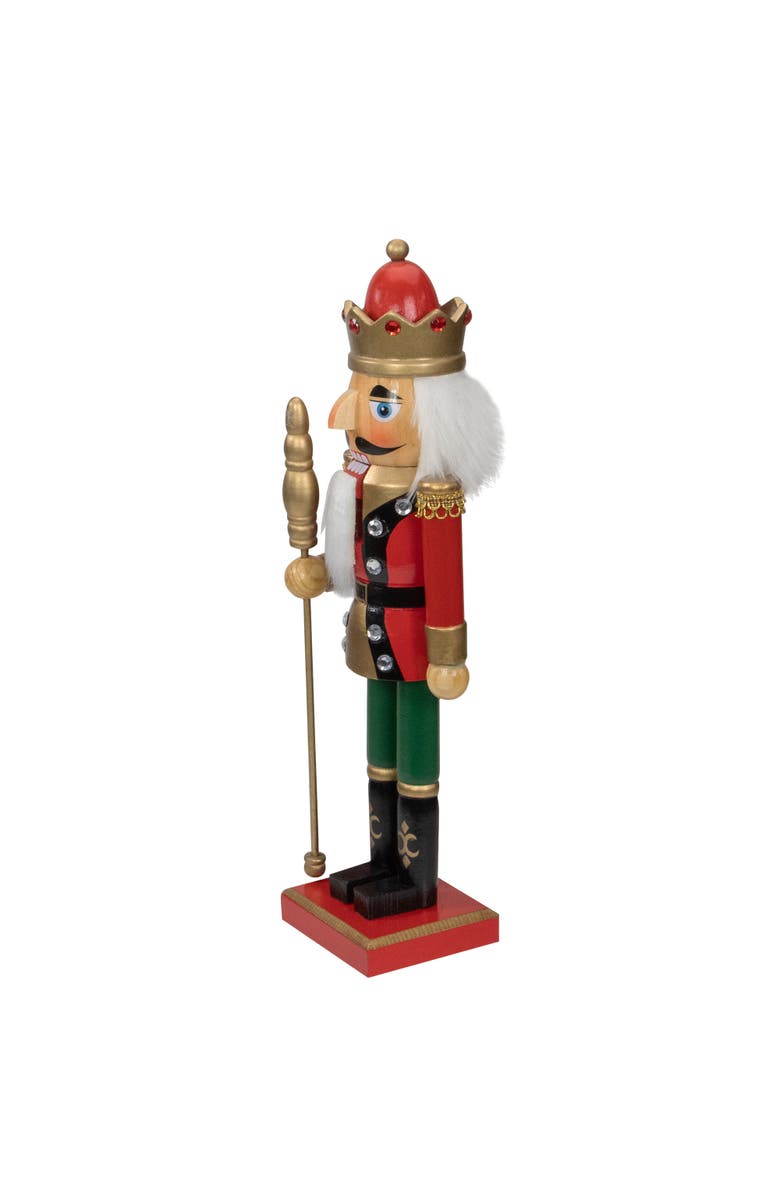 Northlight 14" Red and Gold Wooden Christmas Nutcracker King with Scepter, Alternate, color, Red