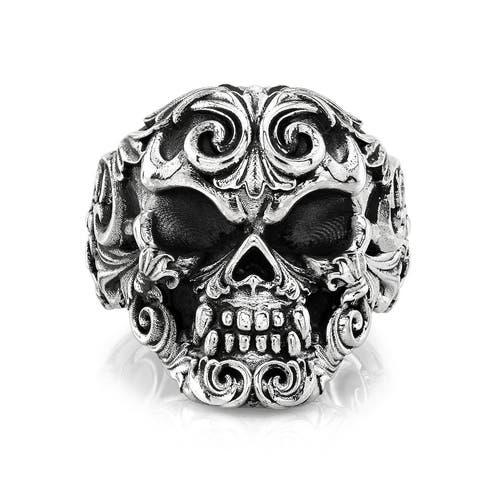 Room101 07 Filigree Skull Ring In Silver