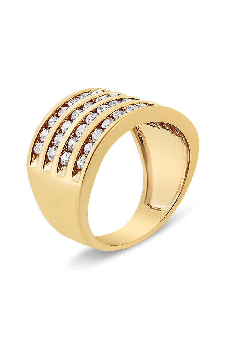 10K Yellow Gold Plated Silver 1 1/2 Cttw Diamond 4 Row Channel Band Ring, Alternate, color, Yellow Gold over Silver