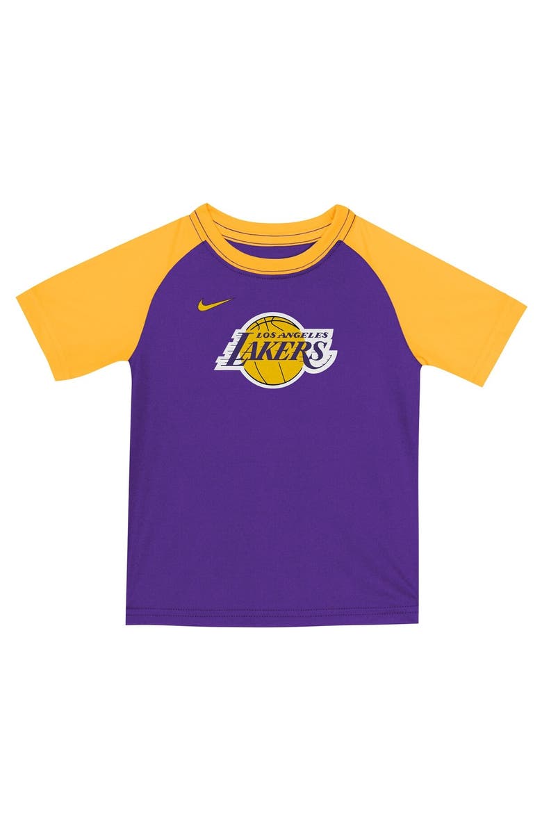 Nike Youth Nike Purple Los Angeles Lakers Practice T-Shirt & Shorts Set, Alternate, color, Purple