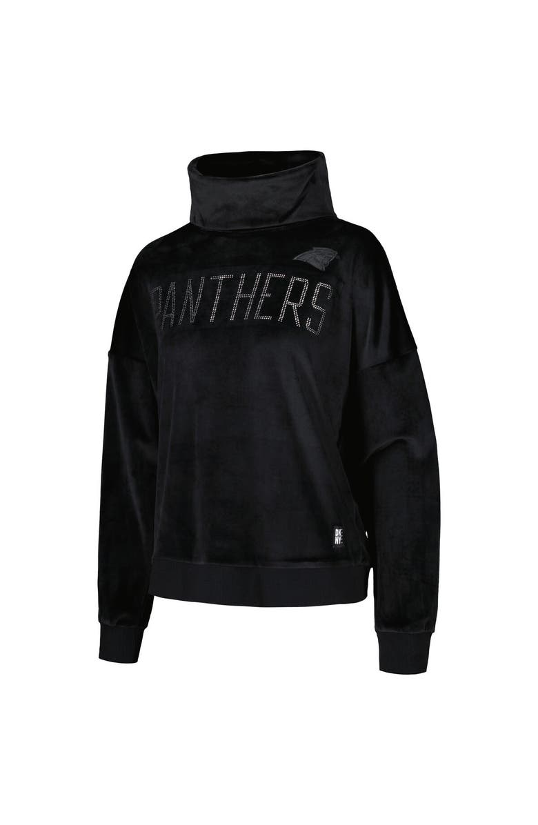 DKNY SPORT Women's DKNY Sport  Black Carolina Panthers Deliliah Rhinestone Funnel Neck Pullover Sweatshirt, Alternate, color, Black
