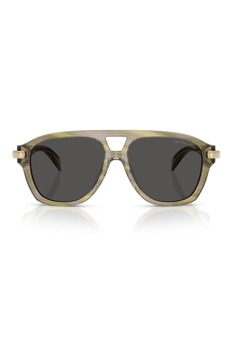 Grenada 56mm Aviator Sunglasses, Main, color, OLIVE HORN / GREY MONO