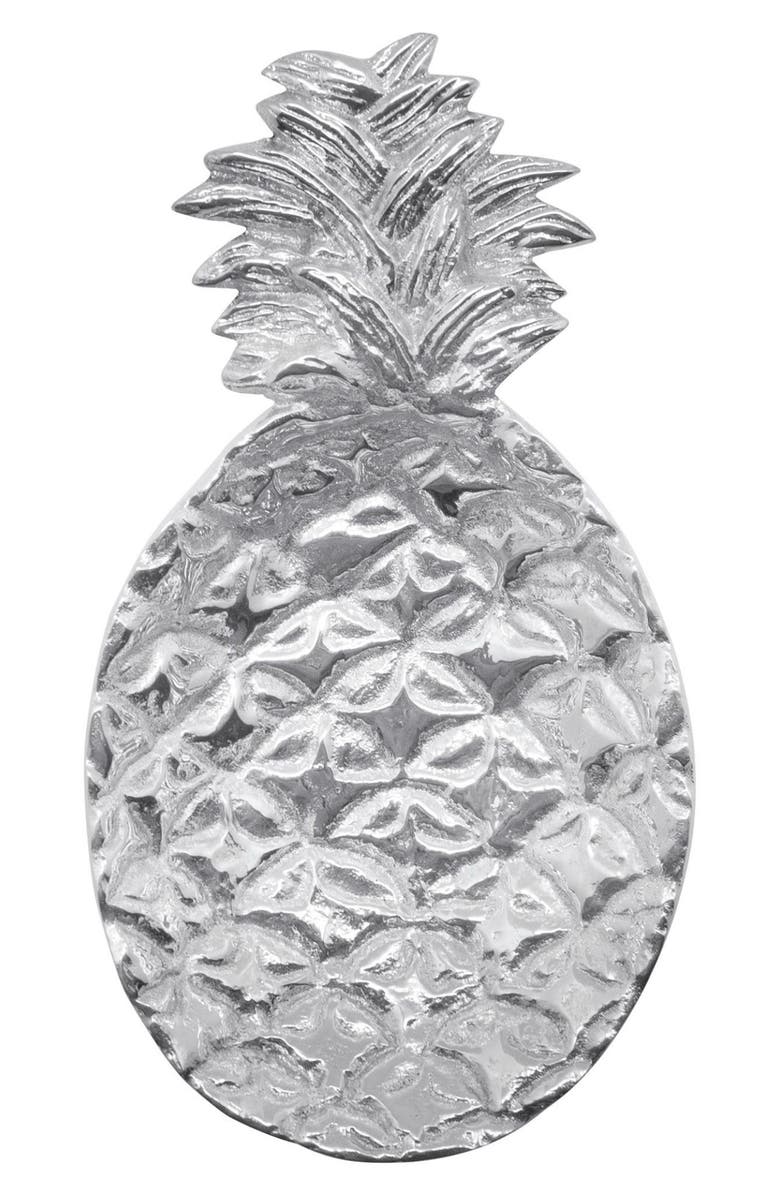 Mariposa Pineapple Trinket Sauce Dish, Main, color, Silver