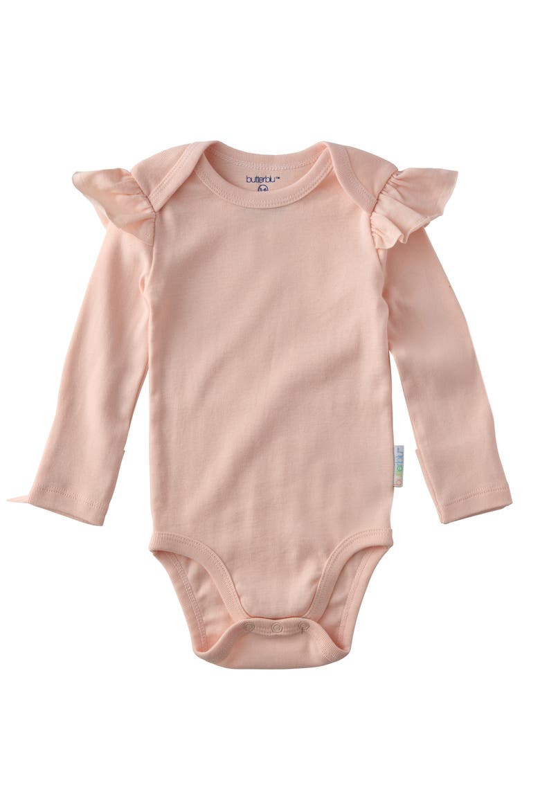Ashley Ruffle Long Sleeve Organic Cotton 5-Pack Bodysuits, Alternate, color, SORBET