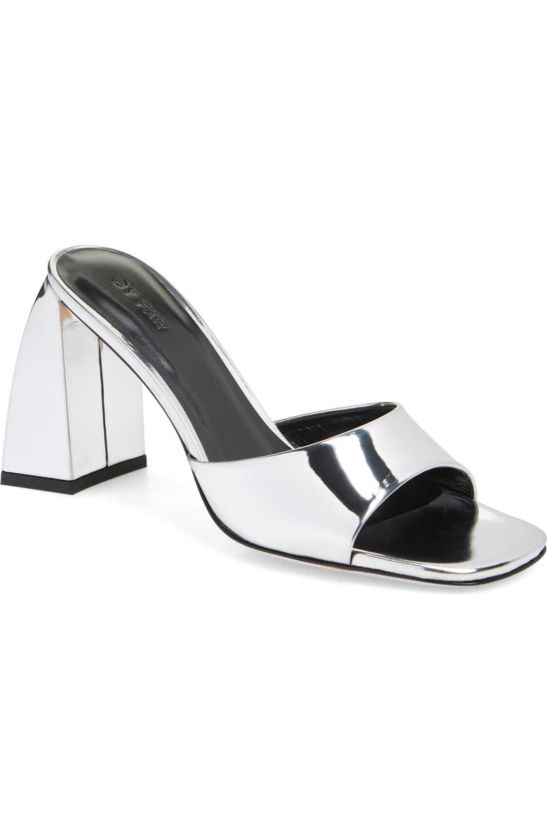 By Far Michele Mirror Metallic Square Toe Sandal, Main, color,