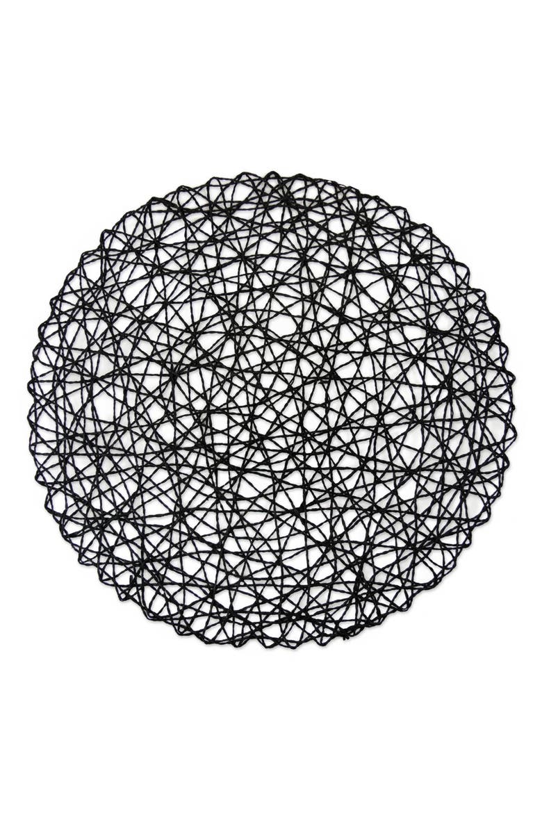 Woven Paper Round Placemat Set/6, 15" Dia, Alternate, color, Black