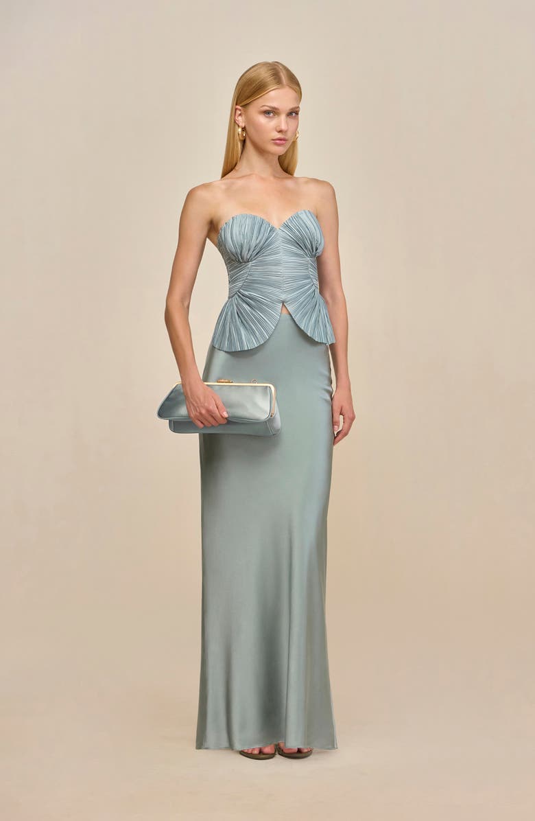 Cult Gaia Chantel Stretch Silk Bias Cut Skirt, Alternate, color, Celadon